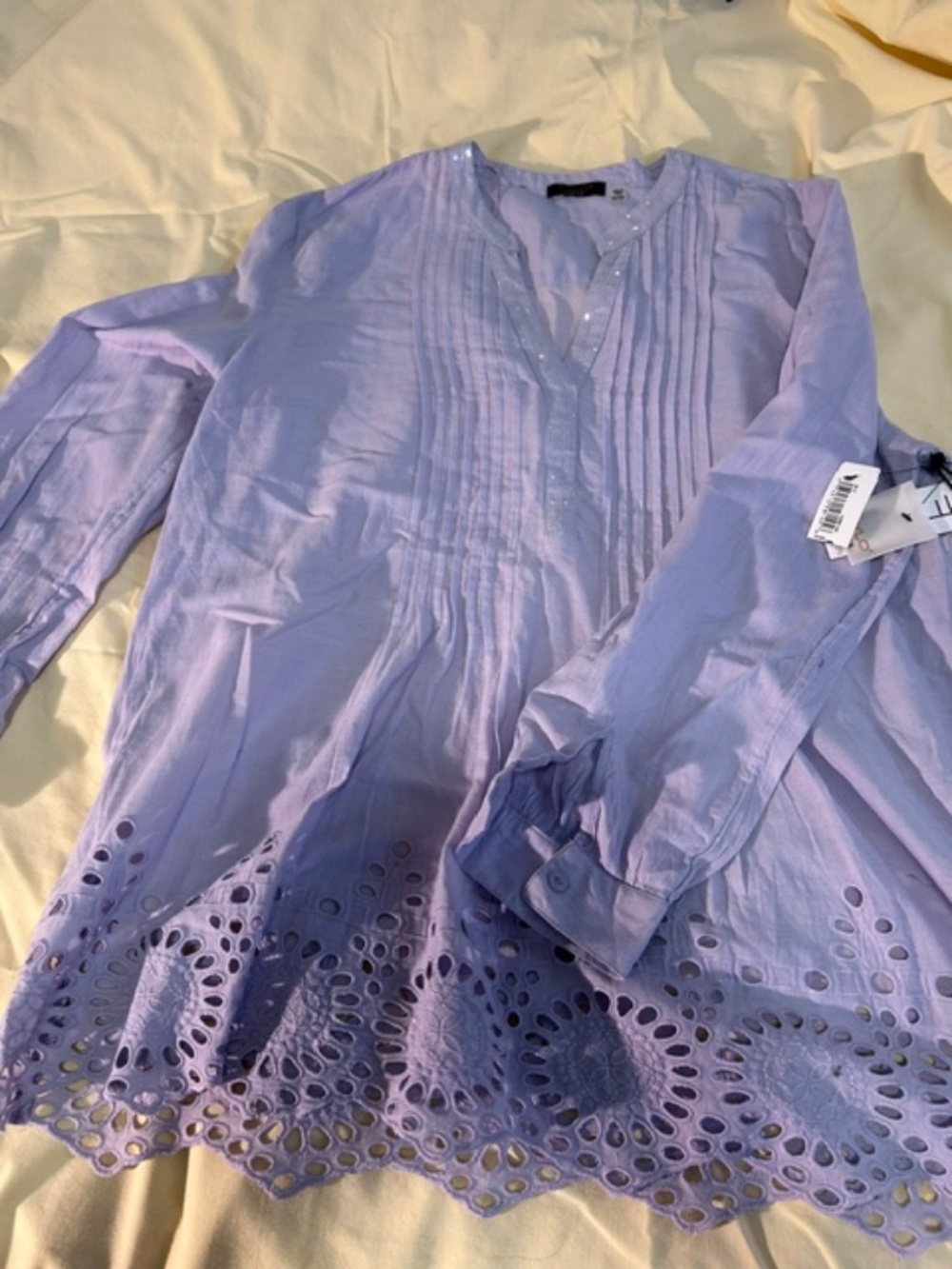 Cotton Boho Eyelet Lilac A-line Tunic FYLO London (XL)